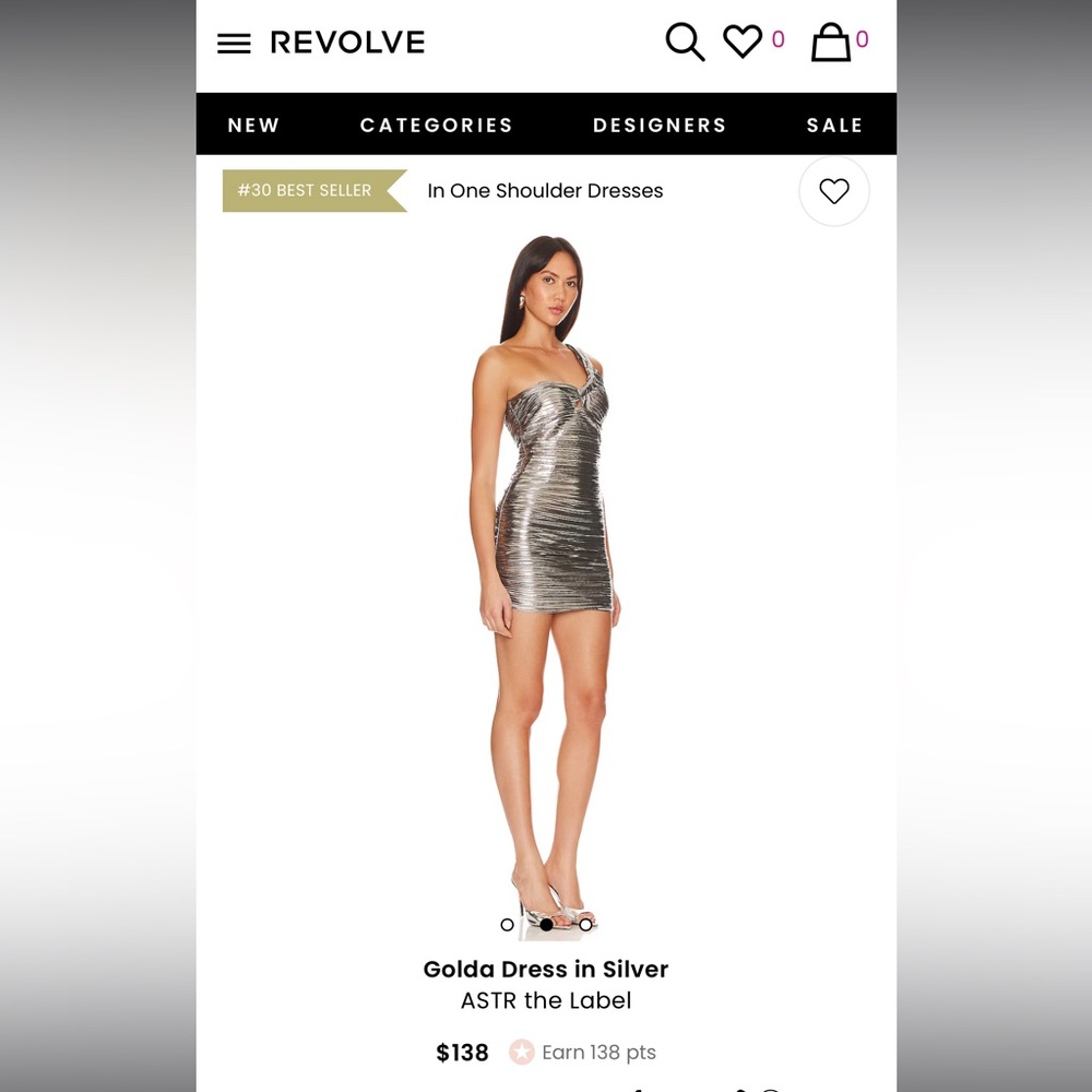 Golda Dress in silver from Revolve